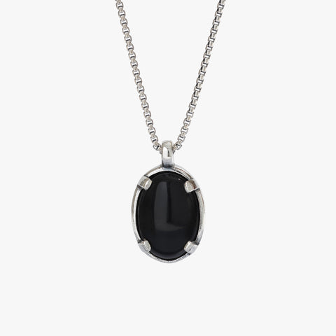 Sterling Silver Black Onyx Stone Necklace