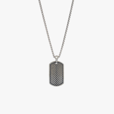 Sterling Silver Dotted Dog Tag Necklace