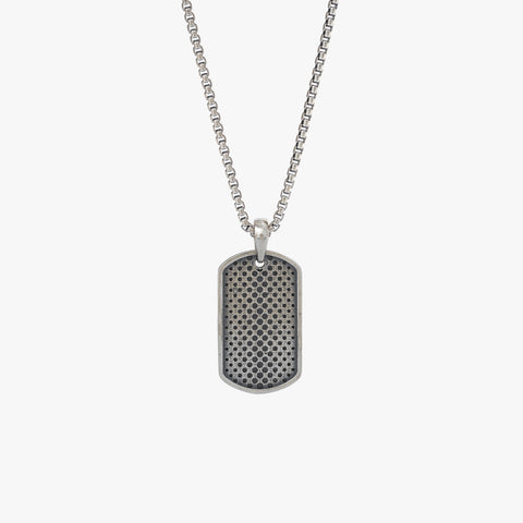 Sterling Silver Dotted Dog Tag Necklace