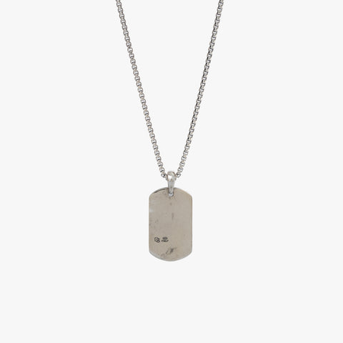 Sterling Silver Dotted Dog Tag Necklace