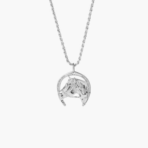Sterling Silver Lucky Horseshoe Pendant Necklace