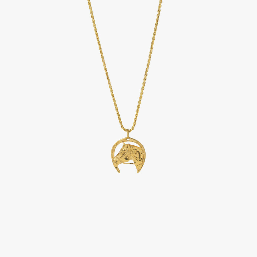 Gold Lucky Horseshoe Pendant Necklace