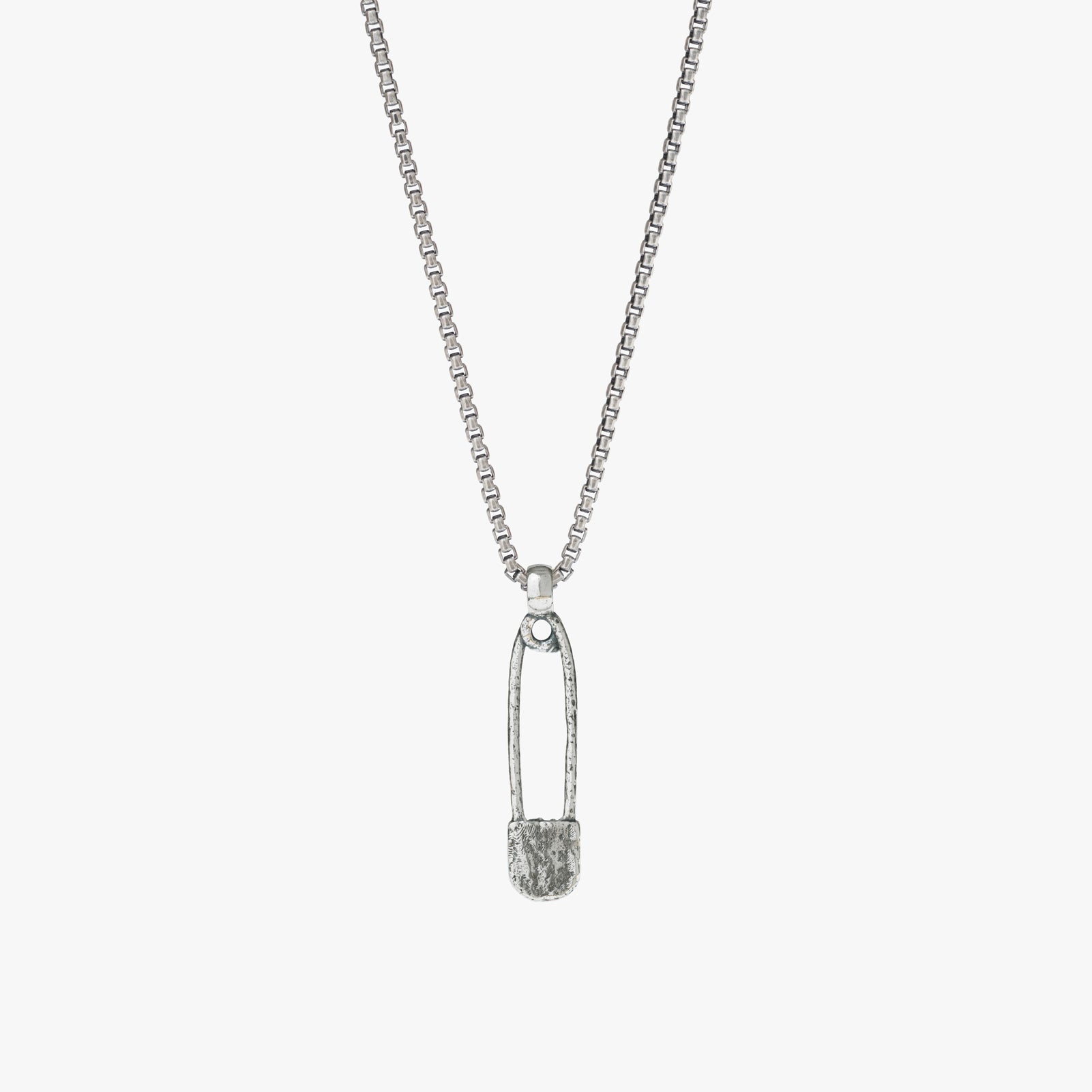 Sterling Silver Safety Pin Necklace