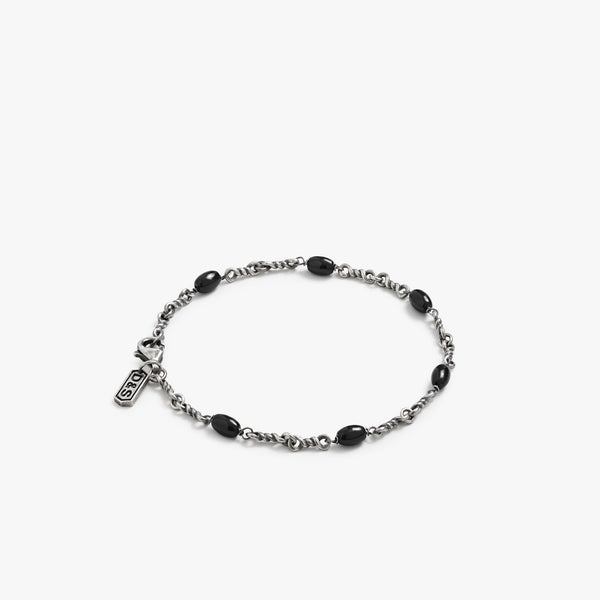 Black Onyx Silver Bracelet, outlet Natural Black Onyx Bracelet, Chain black onyx bracelet, Adjustable Bracelet, Handmade Silver Bracelet For Her