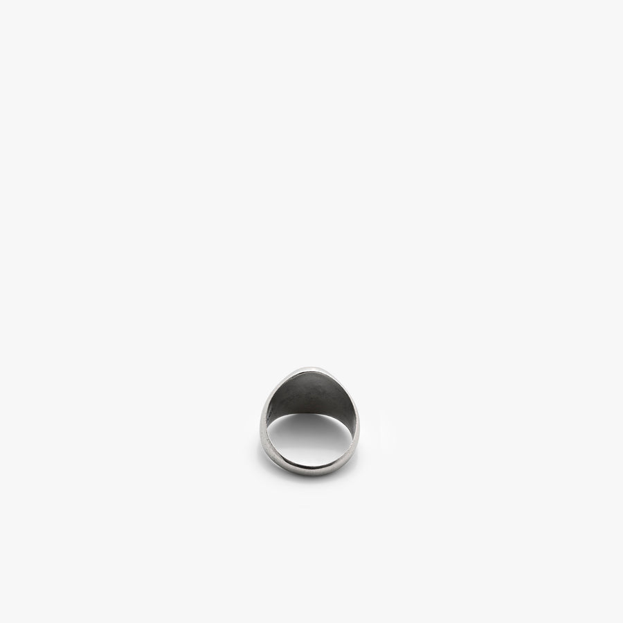 Sterling Silver Smooth Signet Ring with Black Onyx Stone